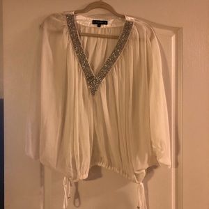 Sheer White Blouse w/Sequins